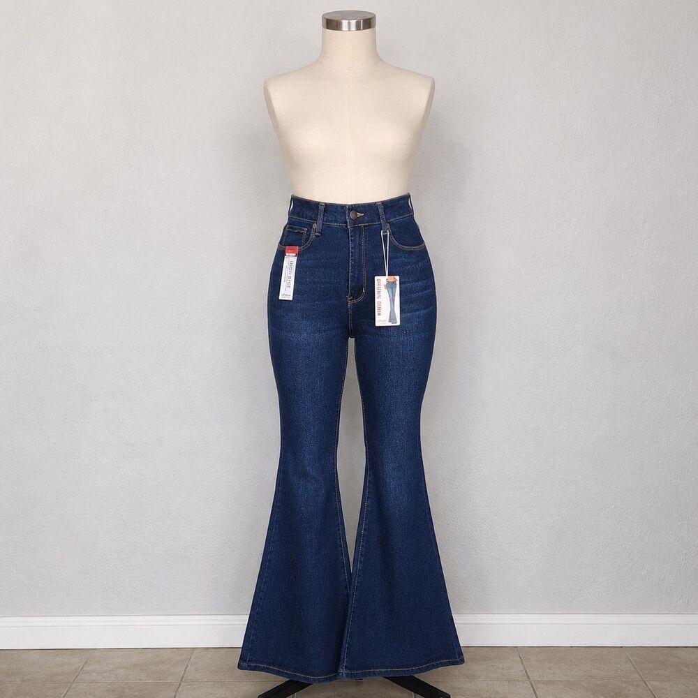Special One Womens Size 9 Bell Bottom Jeans High Rise Stretch Dark Wash NWT